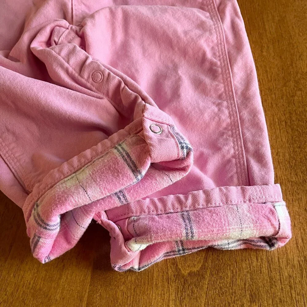 Carhartt pink flannel-lined overalls 24m